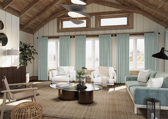 Delicate Chevron, Turquoise - Made to Measure Curtains - Image 7